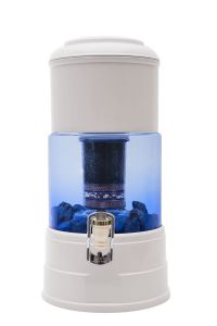 3 jaar voordeelpakket Aqualine 5 waterfilter 5-in-1 systeem met glazen bak + alkalische PH-ring  - 5 liter + extra filters