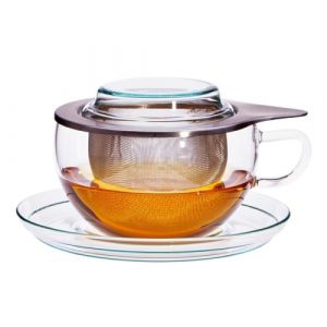 Set van 2 theeglazen TEA TIME-S met roestvrij stalen filter en 2x50 gram thee